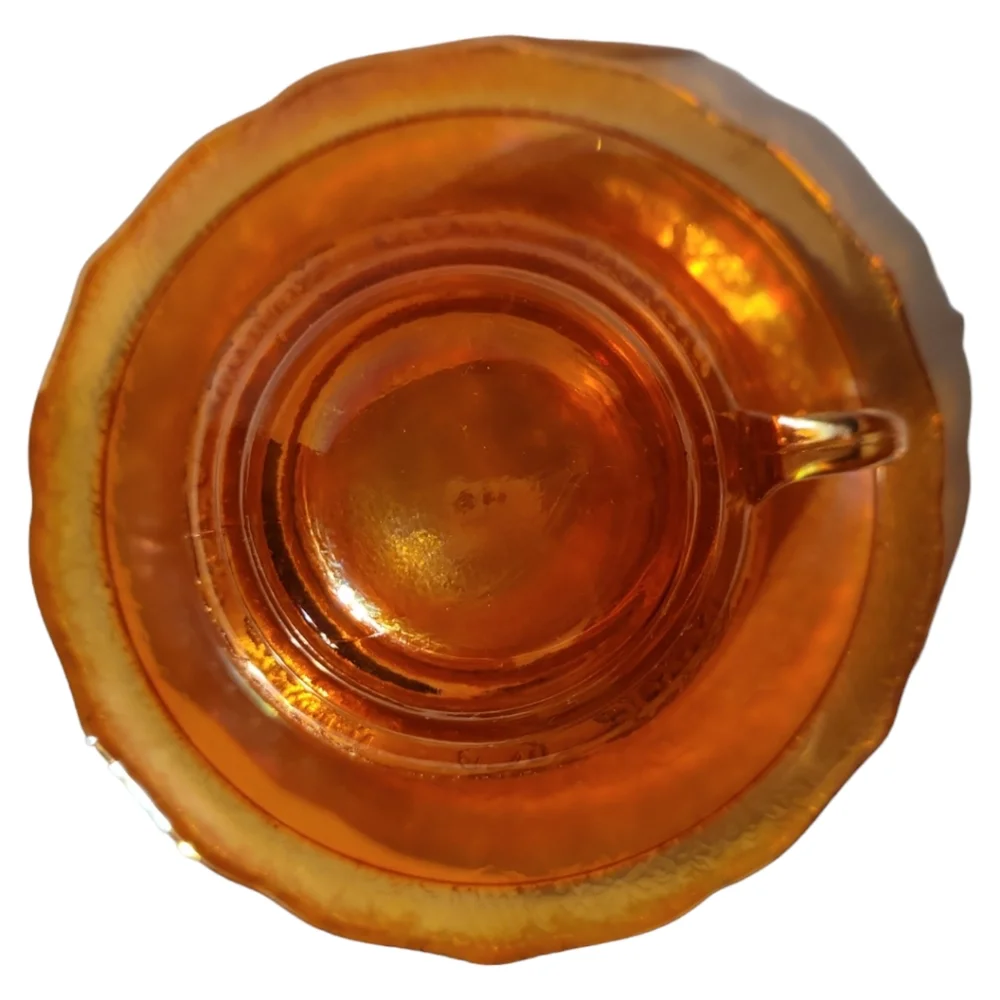 Federal Normandie Lattice & Daisy Sunburst Depression Glass Tea Cup Saucer 1934 - Picture 11 of 13